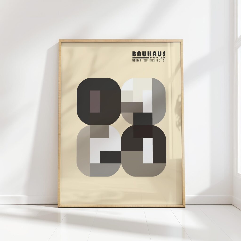 bauhaus print in neutral tones with geometric design 2