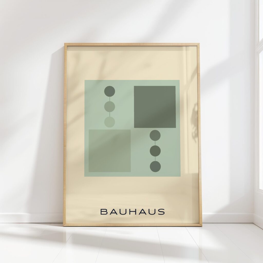 bauhaus print in neutral tones with geometric shapes 2