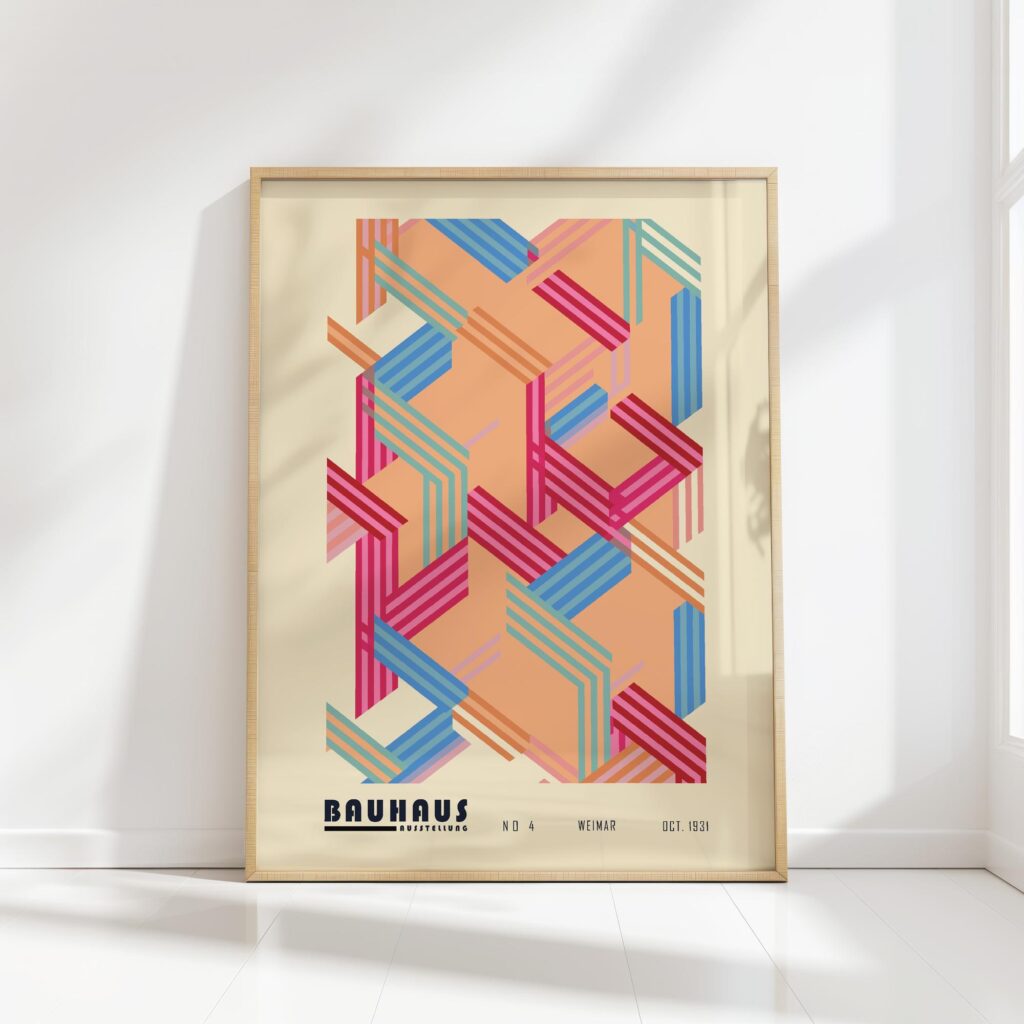 bauhaus print in pastel geometric complexity design