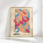 bauhaus print in pastel geometric complexity design