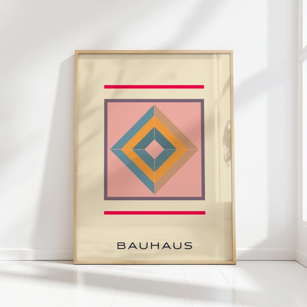 bauhaus print in pastel geometric contrast