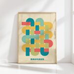 bauhaus print in pastel tone geometric shapes