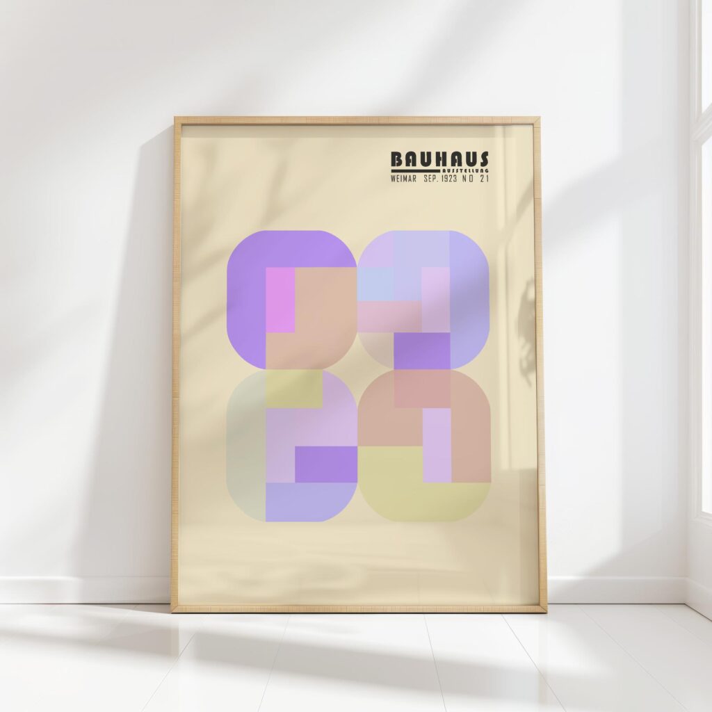 bauhaus print in pastel tones geometric blocks design
