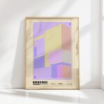 bauhaus print in pastel tones geometric shapes design