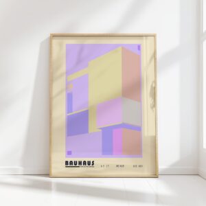 bauhaus print in pastel tones geometric shapes design