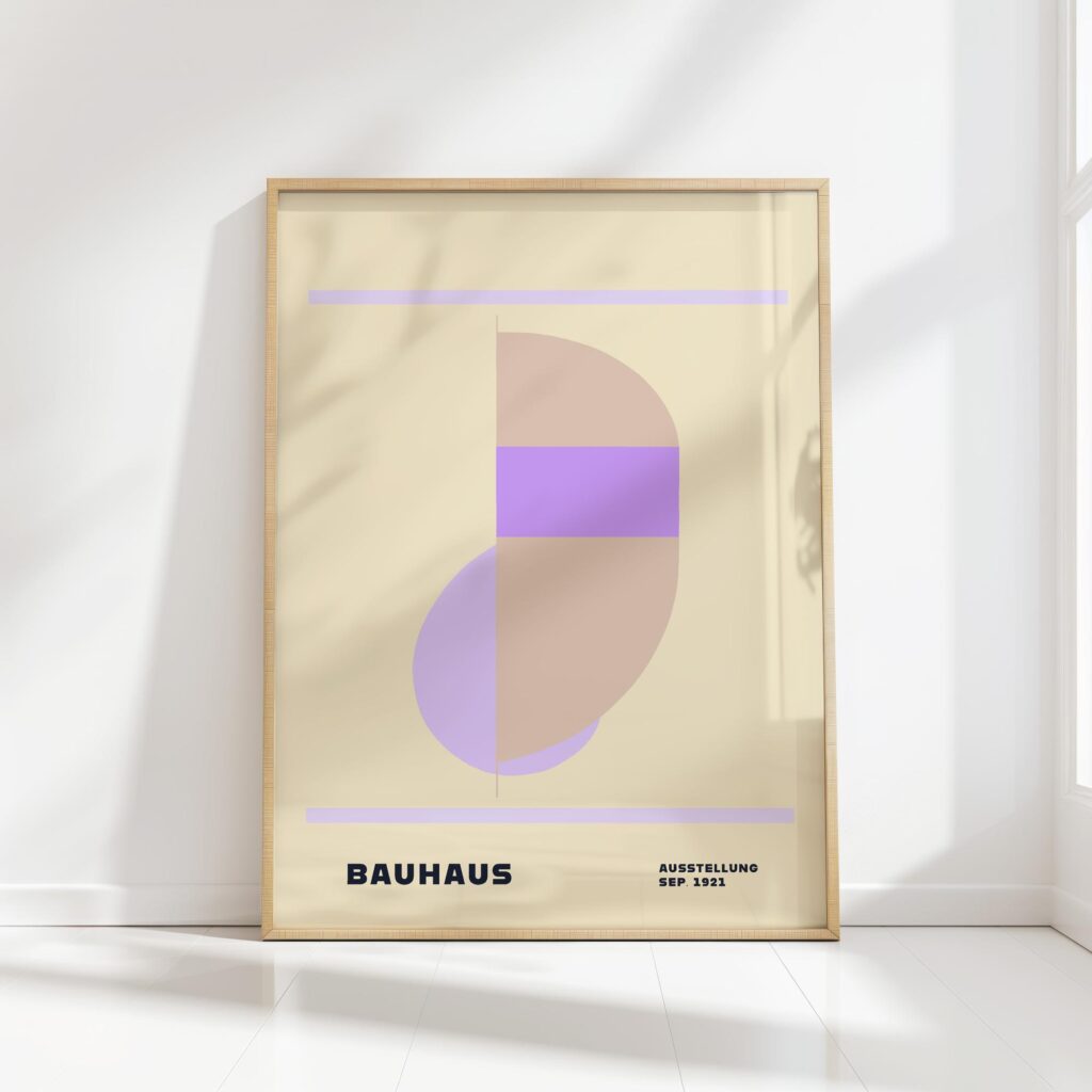 bauhaus print in pastel tones with geometric shapes