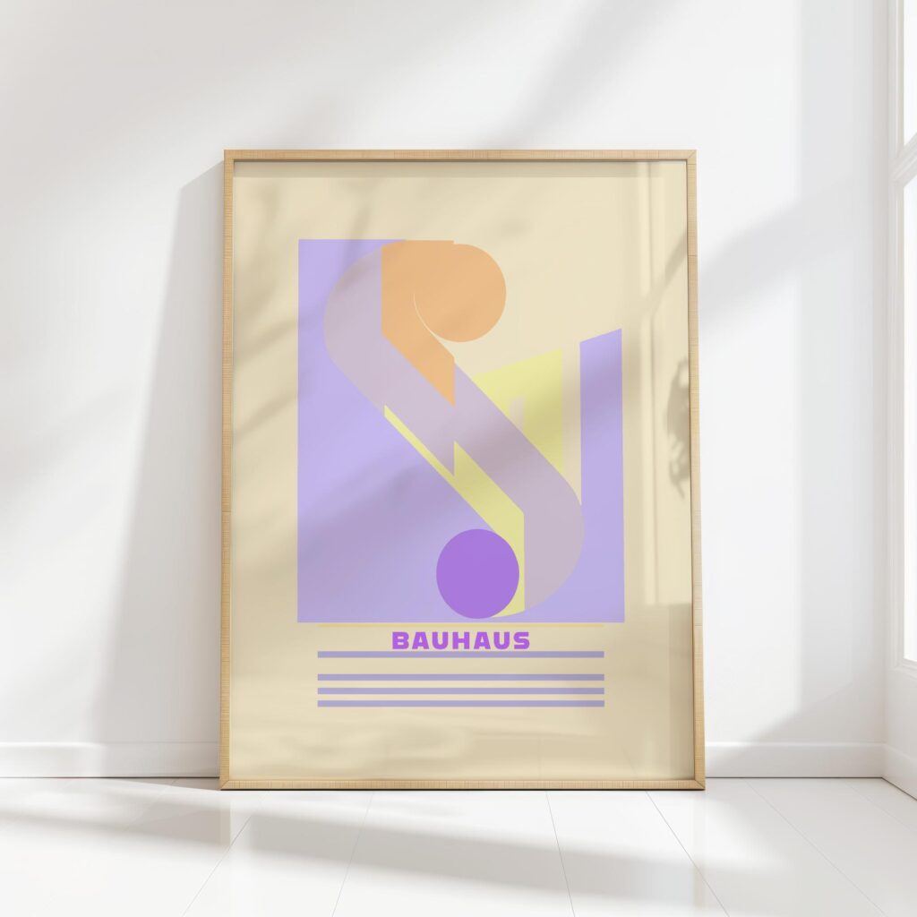 bauhaus print in pastel tones with geometric shapes 3