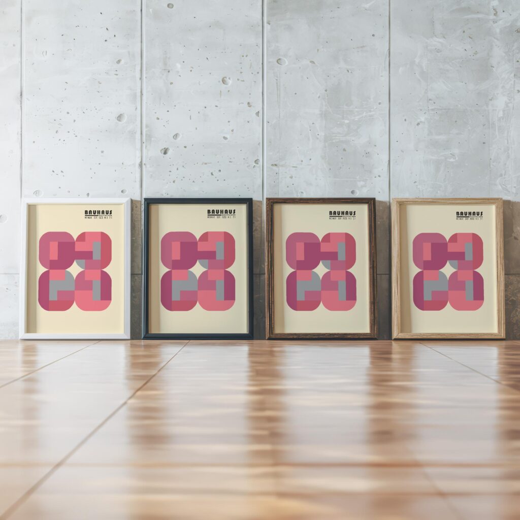 bauhaus print in pink gray geometric design 2