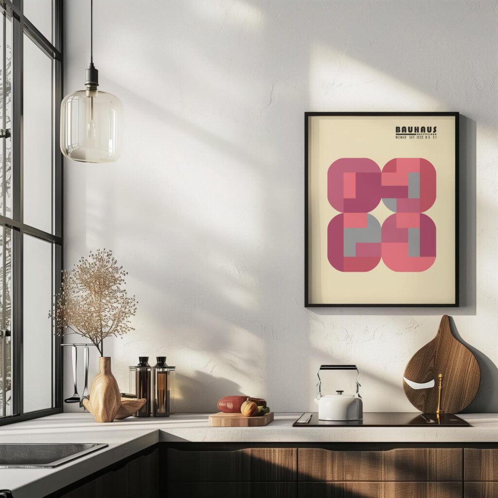 bauhaus print in pink gray geometric design 5