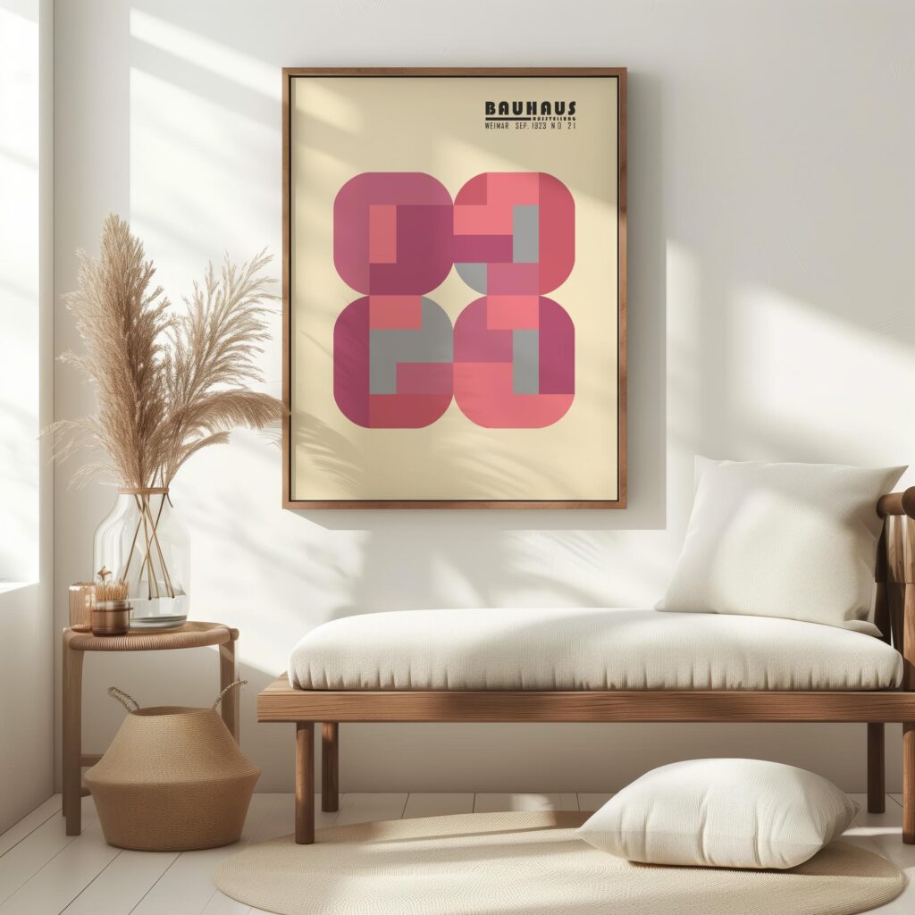 bauhaus print in pink gray geometric design 6