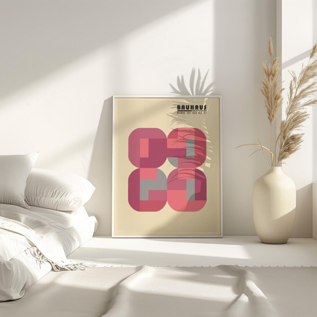 bauhaus print in pink gray geometric design 7