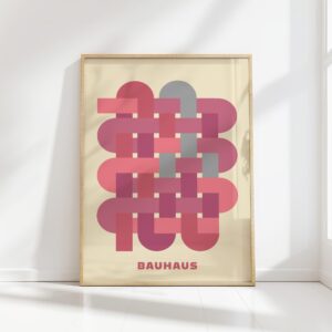 bauhaus print in pink gray geometric shapes