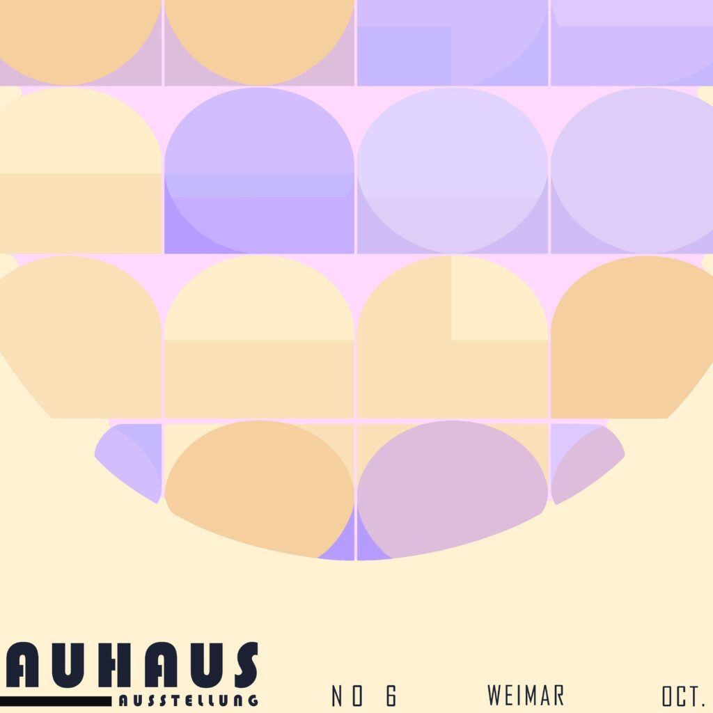 bauhaus print in purple peach with geometric shapes 4