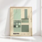 bauhaus print in sage green geometric shapes design