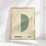 bauhaus print in soothing greens with geometric shapes