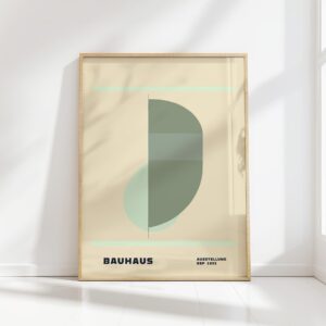 bauhaus print in soothing greens with geometric shapes