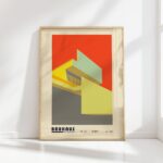 bauhaus print in warm hues with geometric design
