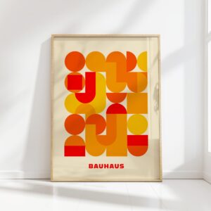 bauhaus print in warm hues with geometric forms
