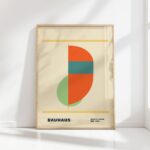 bauhaus print in warm hues with geometric shapes