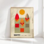 bauhaus print in warm tones abstract shapes design