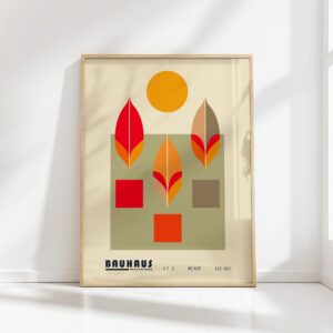 bauhaus print in warm tones abstract shapes design