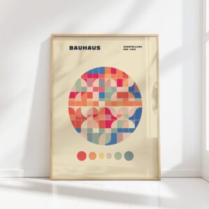 bauhaus print in warm tones geometric circles