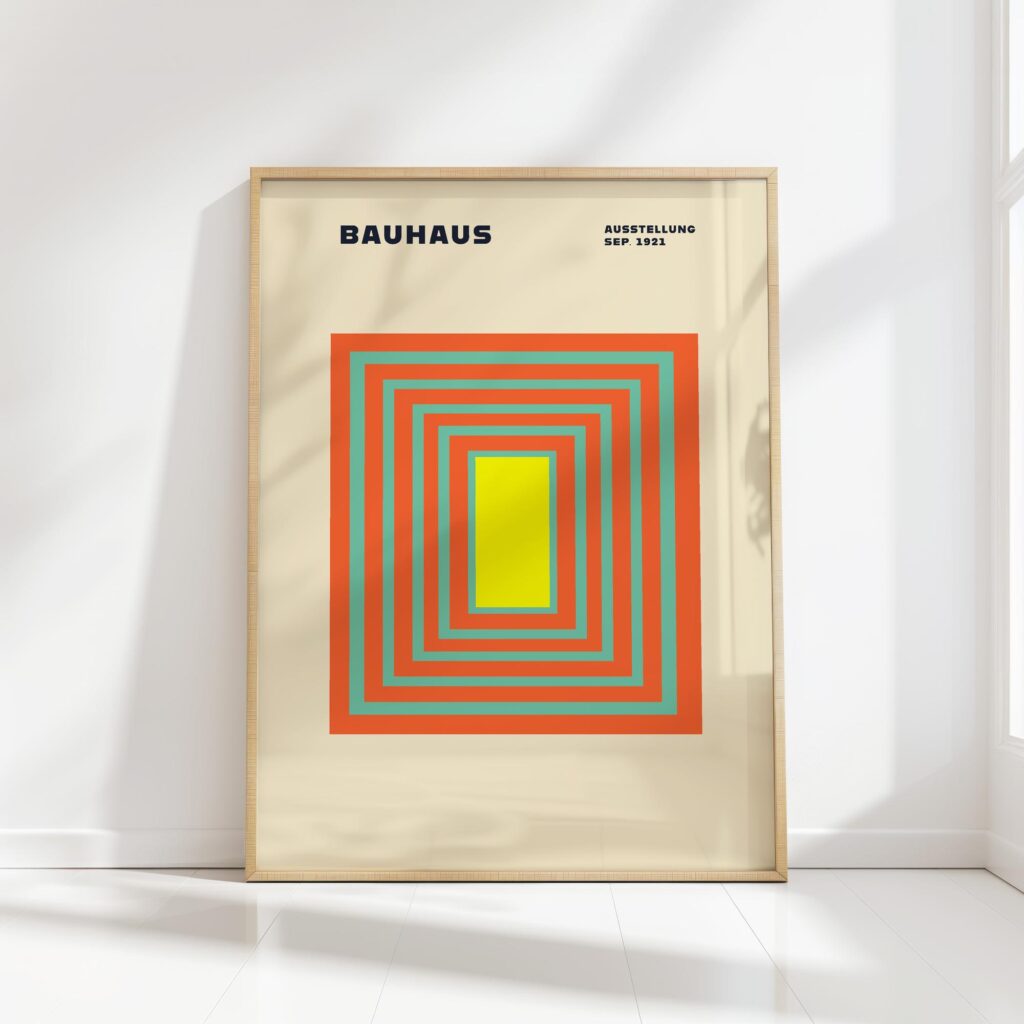 bauhaus print in warm tones geometric concentric design