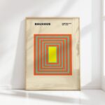 bauhaus print in warm tones geometric concentric design