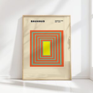 bauhaus print in warm tones geometric concentric design