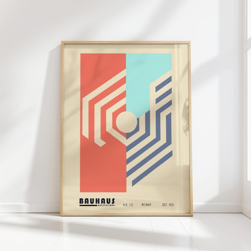 bauhaus print in warm tones geometric contrast