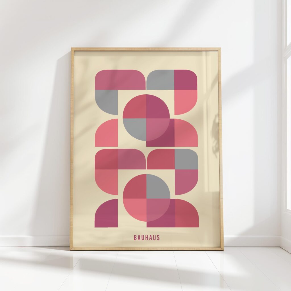 bauhaus print in warm tones geometric shapes
