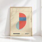 bauhaus print in warm tones geometric shapes design