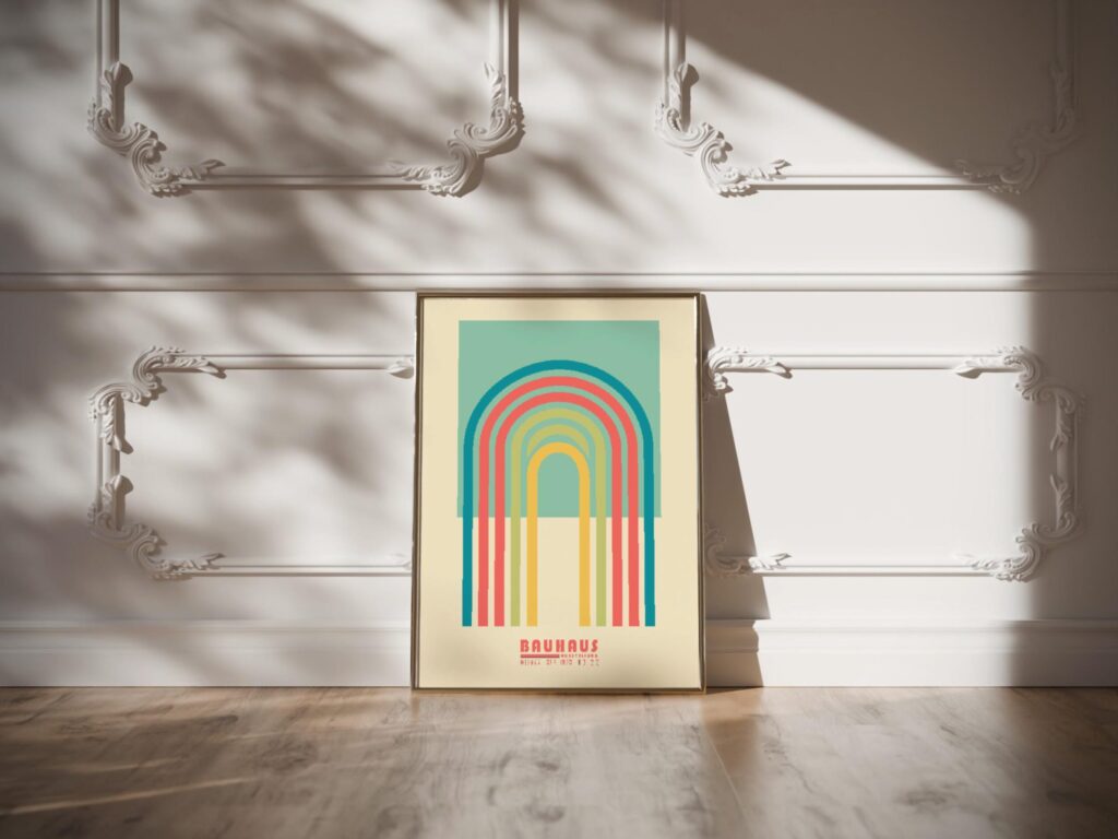 bauhaus print in warm tones minimalist arch design