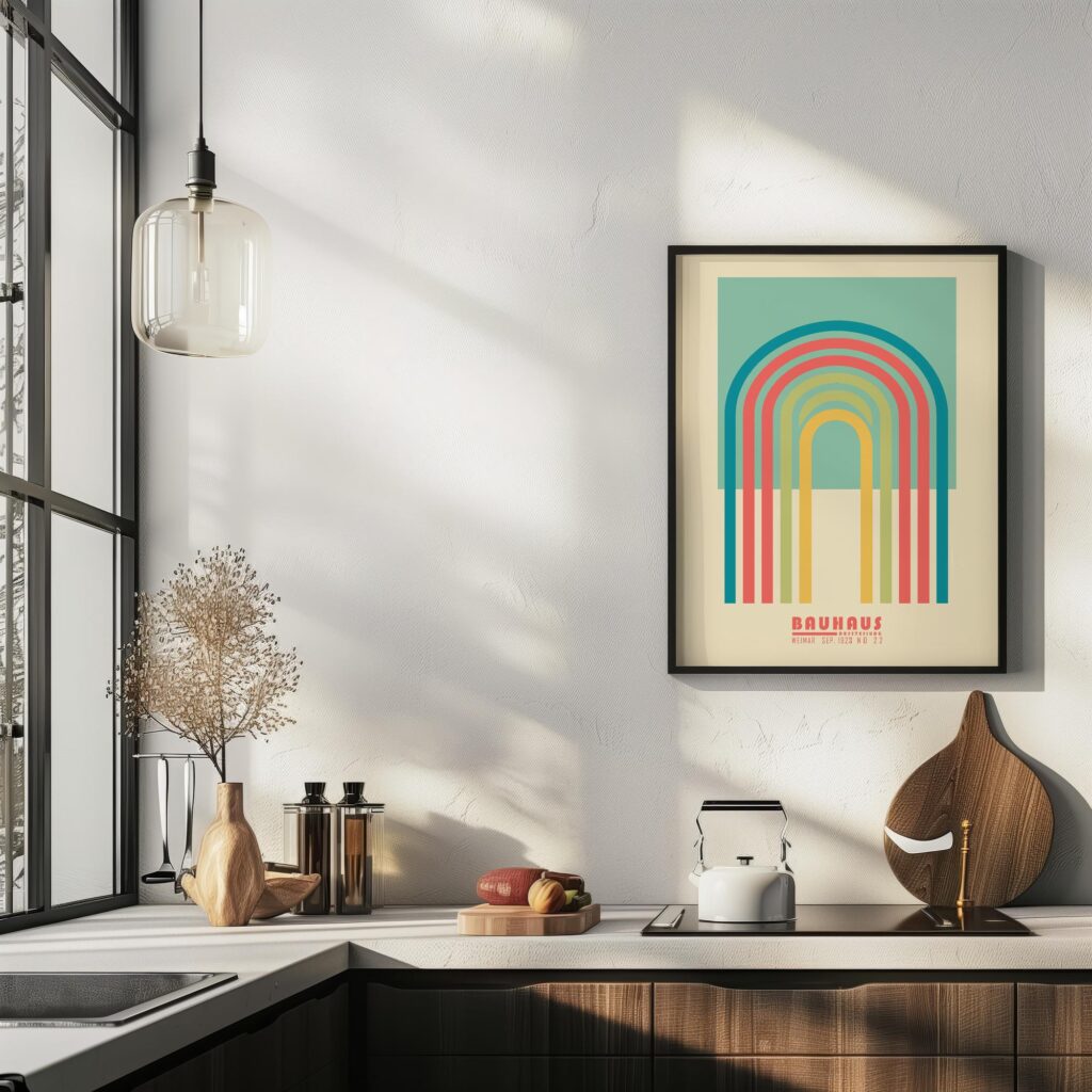 bauhaus print in warm tones minimalist arch design 5