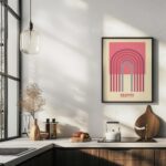 bauhaus print in warm tones with arch design 5