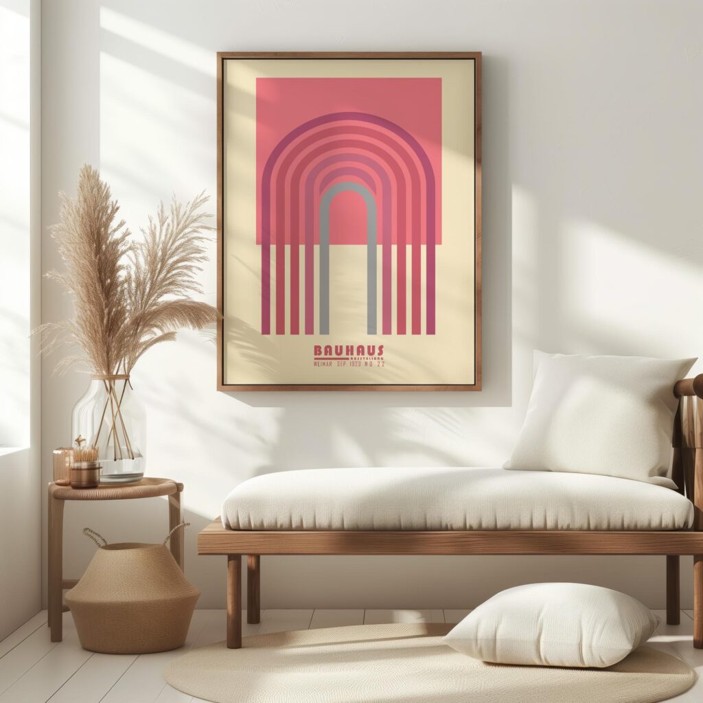 bauhaus print in warm tones with arch design 6
