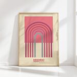 bauhaus print in warm tones with arch design 8