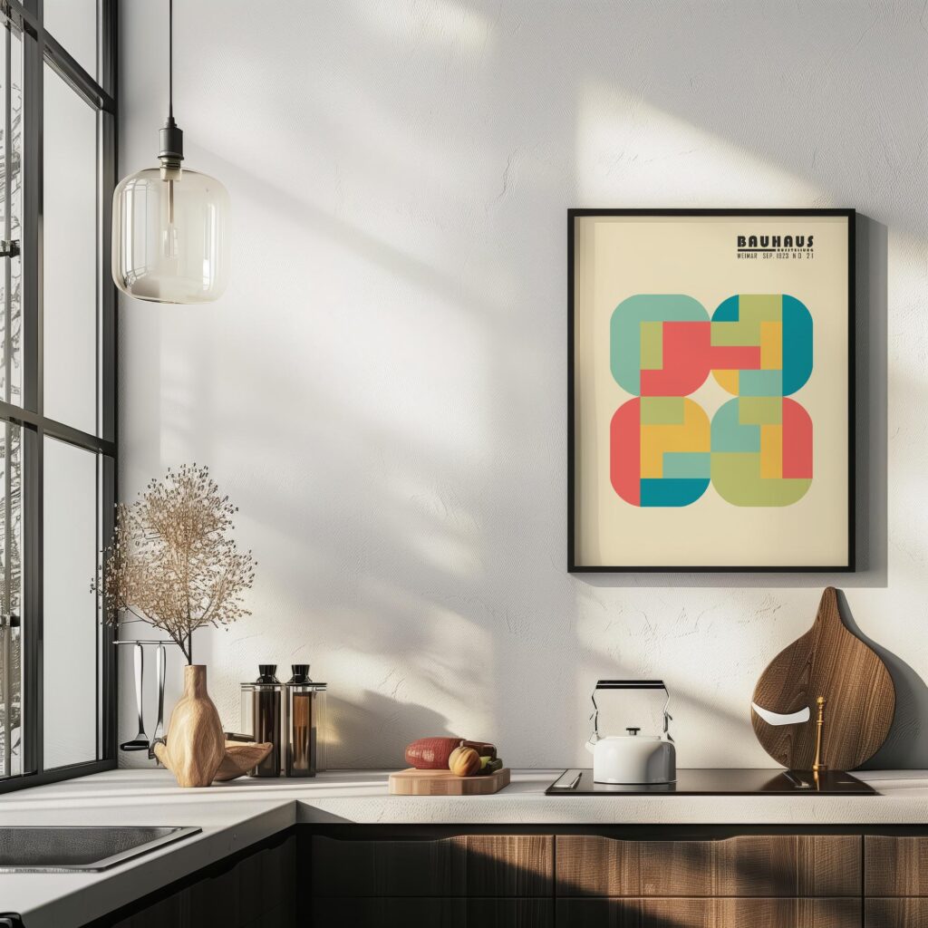 bauhaus print in warm tones with geometric blocks 5