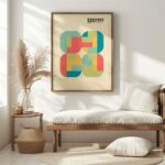 bauhaus print in warm tones with geometric blocks 6