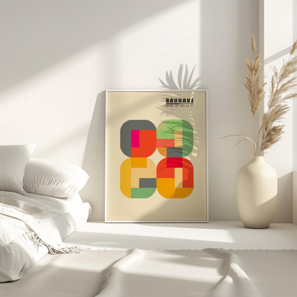 bauhaus print in warm tones with geometric design 15