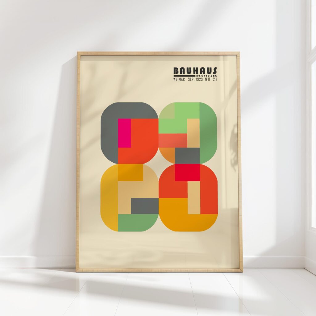 bauhaus print in warm tones with geometric design 16