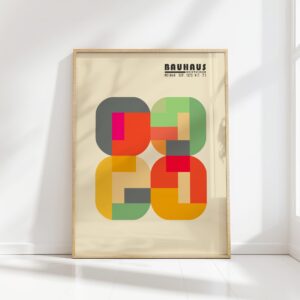 bauhaus print in warm tones with geometric design 16