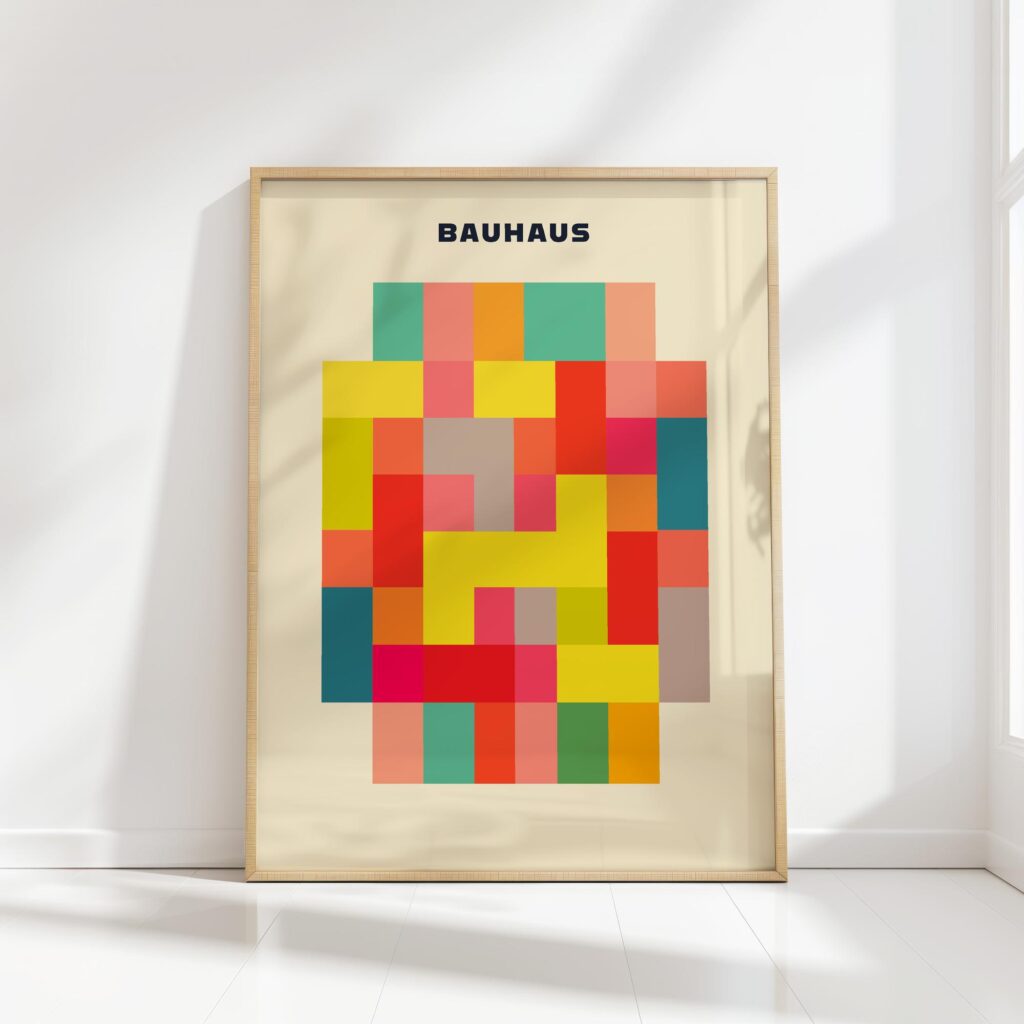 bauhaus print in warm tones with geometric design 17