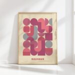 bauhaus print in warm tones with geometric shapes