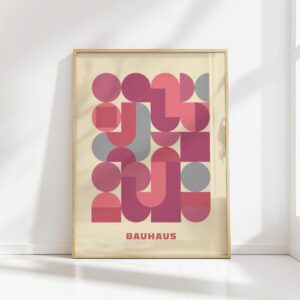bauhaus print in warm tones with geometric shapes