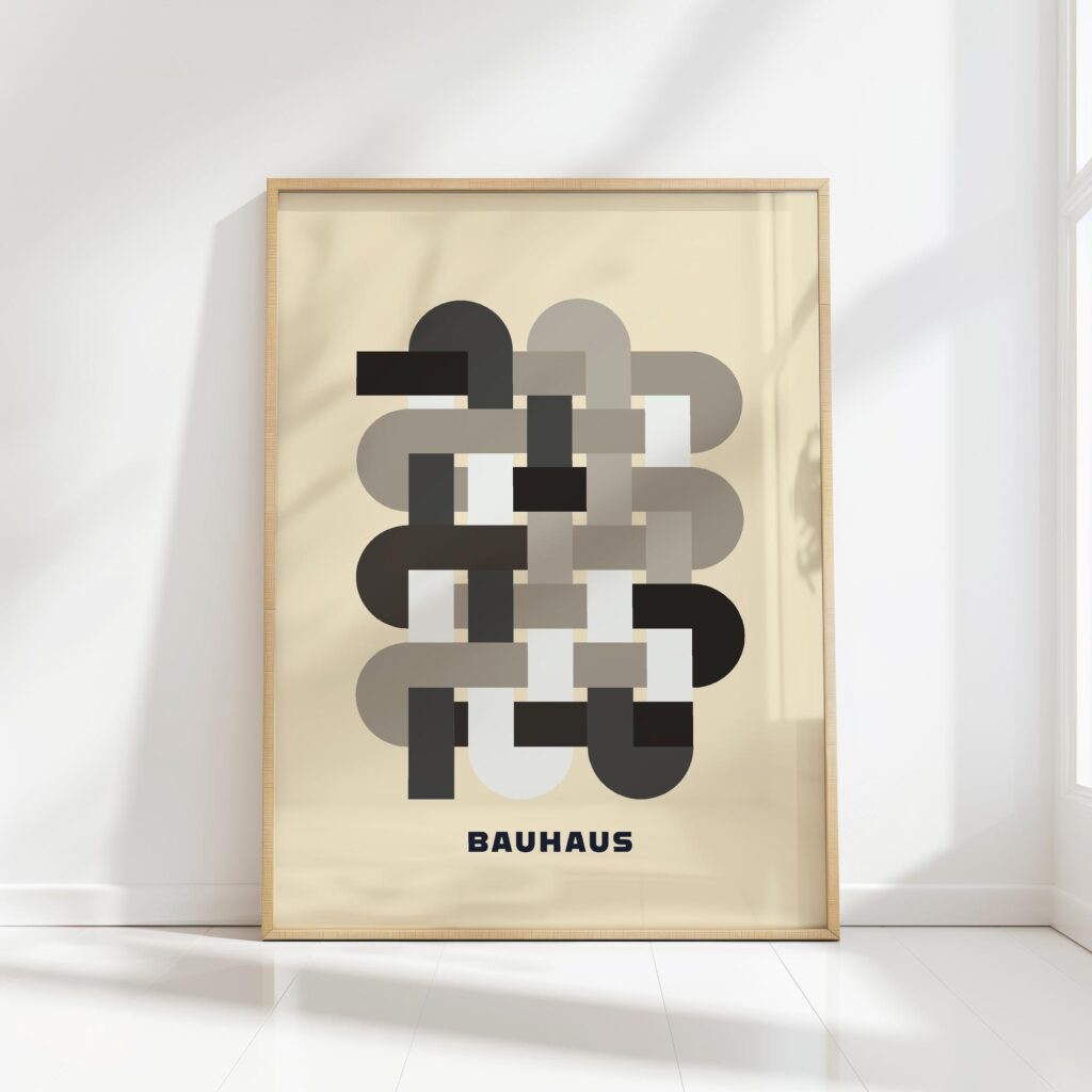 bauhaus print monochrome geometric shapes design