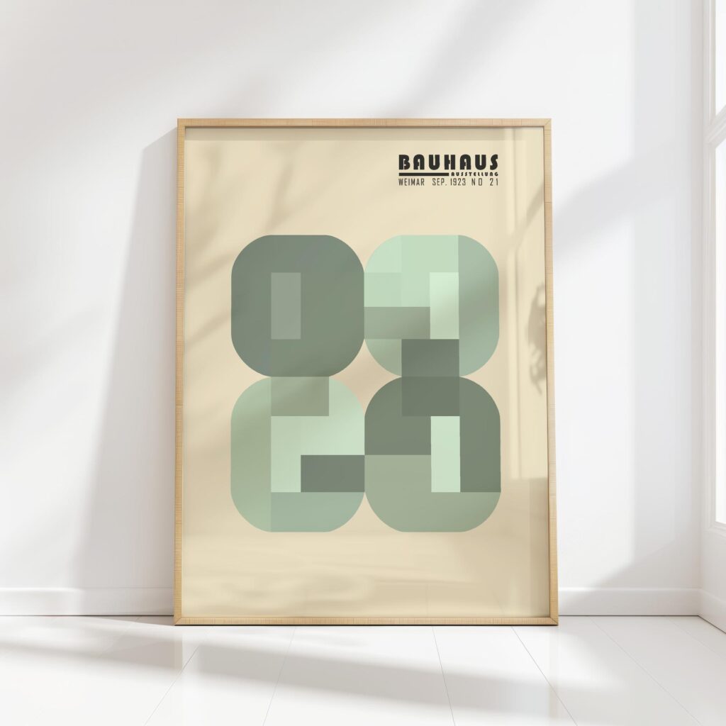 bauhaus print neutral geometric block pattern