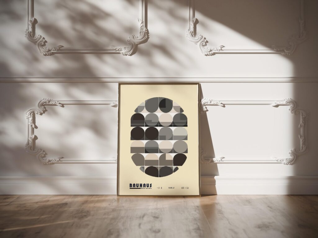 bauhaus print neutral geometric circle design