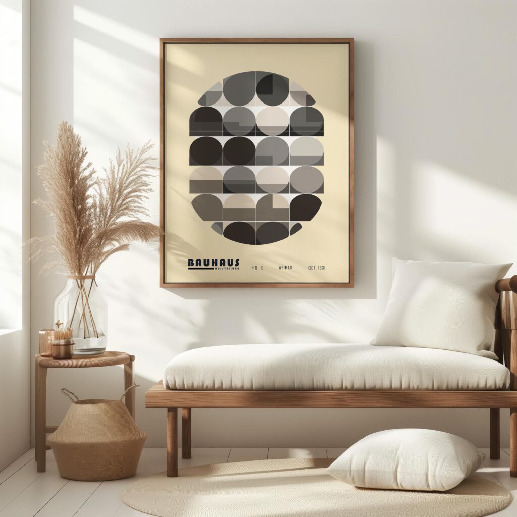 bauhaus print neutral geometric circle design 6