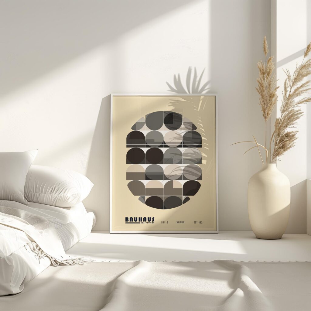 bauhaus print neutral geometric circle design 7